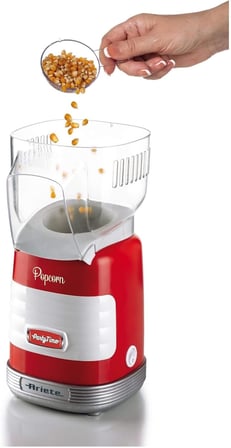 Party Time Mısır Patlatma Makinesi Kırmızı 2956/00-2 Dakikada 60 gr Patlamış Mısır Hazırlama, 1100 Watt, Ölçüm Kabı, Kolay Temizleme