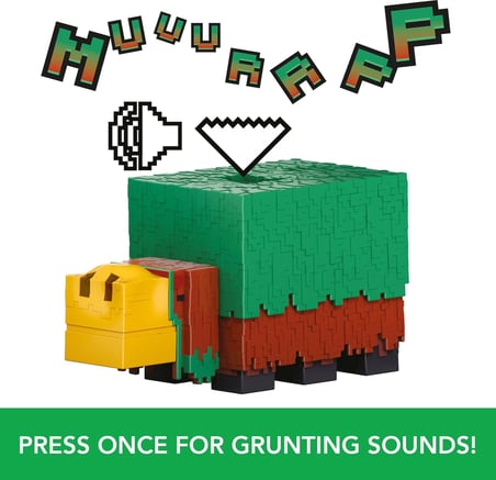 Minecraft Sniffer Aksiyon Figürü, Oyuna Doğru Sesler ve Pikselli Tasarımlı 3,25 inç Ölçekli