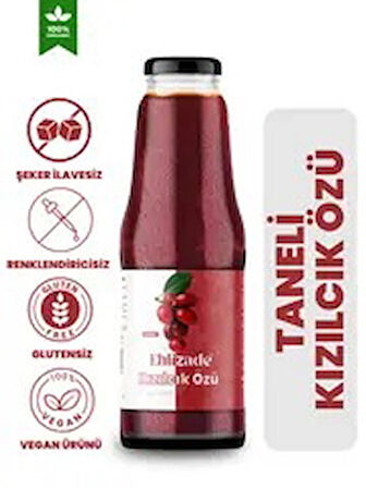 %100 Organik Taneli Kızılcık Özü – Şekersiz, İlavesiz, Doğal Lezzet 1400 ML