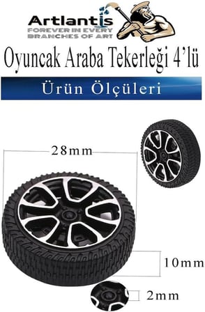 Oyuncak Araba Tekerleği Seti 4 lü 1 Paket Plastik Tekerlek Deney İçin 2 Adet Metal Şaft Proje Deney Seti
