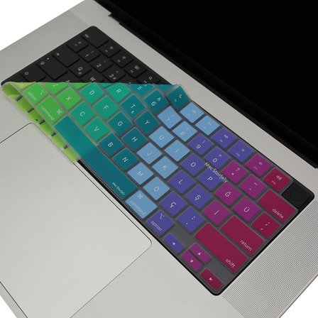 MacBook Türkçe Q Klavye Koruyucu US Amerikan Return Enter Uyumlu M1-M5 | A2681 A3113 A3240 A3449 A2941 A3241 A2442 A2779 A3426 A3434 A2485 A3429 | Silikon Keyboard Cover Pembe Yeşil