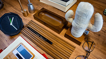 Kayigo Woody Açık Kahverengi Üçlü Ofis Seti - Krem Kaktüs