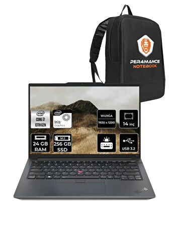 Lenovo ThinkPad E14 G5 i7 1355U 24GB 256GB SSD 14'' WUXGA FDOS Dizüstü Bilgisayar & PER4 ÇANTA
