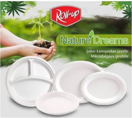 Roll-Up Nature Ekolojik Karton Kağıt Parti Tek Kullanımlık Tabak - 22 Cm. - 25 Adetlik 1 Paket
