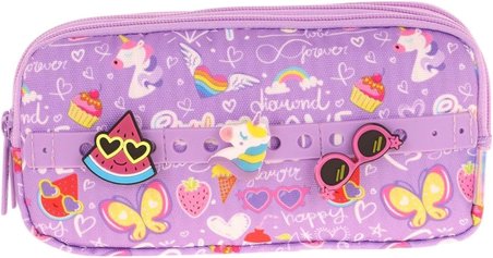 Kids Mor, Yaz Temalı, Kız Çocuk Üç Gözlü Okul Kalem Çantası - L8245