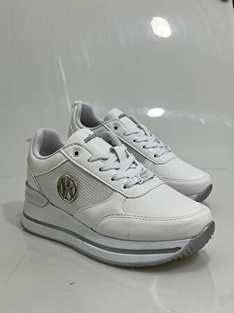 2927 Wickers  Beyaz-Gümüş Hafif Dolgu kadin Spor Ayakkabısı