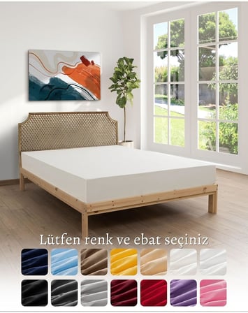 Krem Renkli%100 Pamuklu Penye Kumaşından Tek/çift Kişilik Lastikli Çarşaf (7 FARKLI EBAT) Krem Çift Kişilik 120 x 200