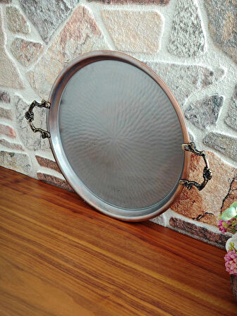Bakır Vintage Tepsi 34 Cm
