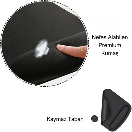 ErgoPlus Bilek Destekli Mouse Pad Ergonomik Kaymaz Taban Mouse Pad, Bilek Koruyucu Tasarım Siyah