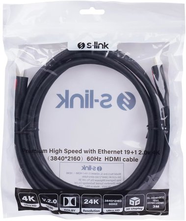 SL-HDM4K13 19+1 HDMI to HDMI 3m v2.0 4K (3840 * 2160) 60Hz Kablo