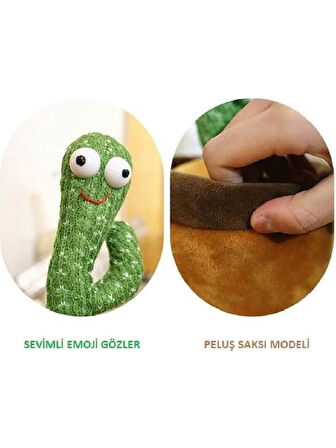 Şarjlı Dans Eden Konuşan Kaktüs Oyuncak, Ses Tekrar Eden, Şarkılı Eğlenceli Eğitici Peluş Oyuncak