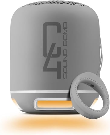 C4 Gümüş Taşınabilir Bluetooth Hoparlör Ses Bombası Yüksek Ses Gücü Sese Duyarlı Led Işık