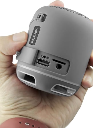 C4 Gümüş Taşınabilir Bluetooth Hoparlör Ses Bombası Yüksek Ses Gücü Sese Duyarlı Led Işık