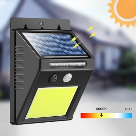 Solar 48 LED Bahçe Lambası - Geniş Açılı Panel - Duvara Monte