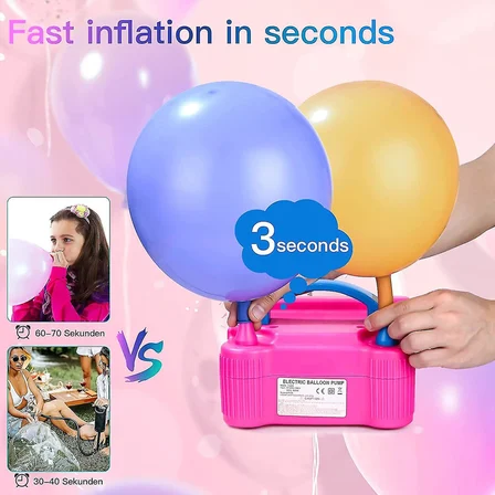 S'82 Elektrikli Balon Şişirme Makinesi Parti Süsleme Malzemeleri 600W Çok Renkli