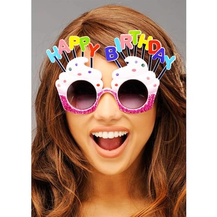Happy Birthday Beyaz Fuşya Parti Gözlüğü