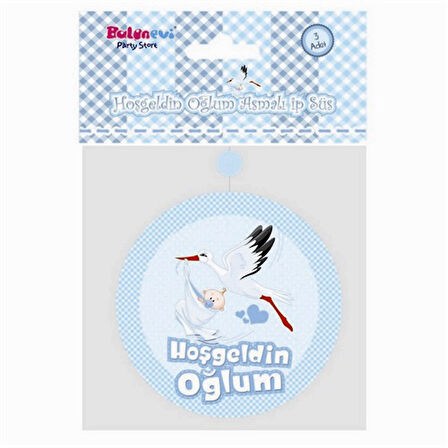 Hoşgeldin Oğlum Yazılı Baby Shower Süs 3 Adet