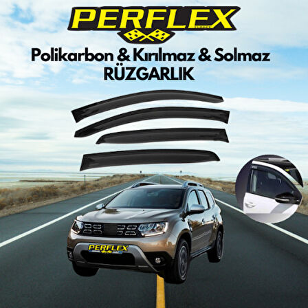 Perflex Polikarbon Kırılmaz Rüzgarlık V2 Düz Dacia Duster 2018+