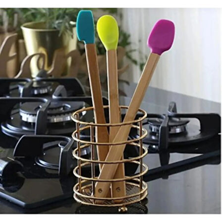 Silikon Uçlu Isıya Dayanıklı Bambu Spatula 3'lü Set