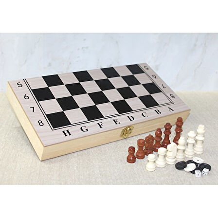 Ahşap Kutulu Satranç Tavla Seti Model 2 