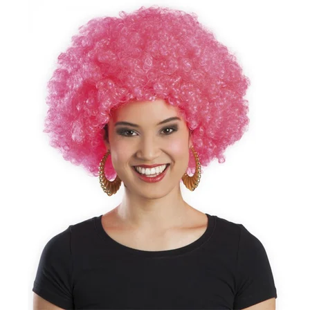 S'82 Parti Peruğu Fuşya Kıvırcık Afro Bonus