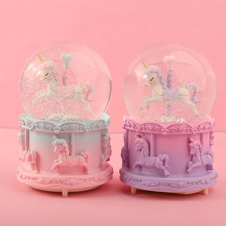 S'82 Müzikli Unicorn Kar Küresi Orta Boy Çok Renkli