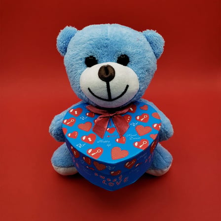 S'82 Mavi Kutulu Ayıcık Peluş 25 cm
