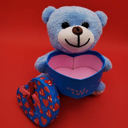 S'82 Mavi Kutulu Ayıcık Peluş 25 cm