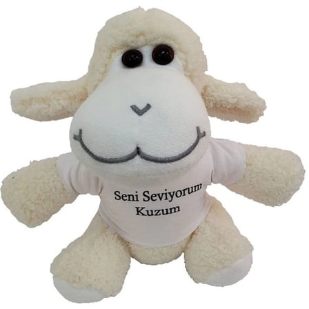 Seni Seviyorum Kuzum Tişörtlü Peluş Kuzu Oyuncak