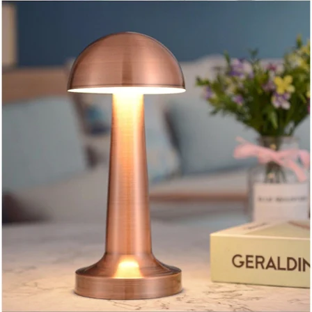 S'82 Mantar Dokunmatik LED Masa Lambası Bakır Metal Modern 23 cm