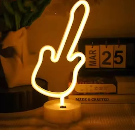 S'82 Neon Gitar Masa Lambası Sarı