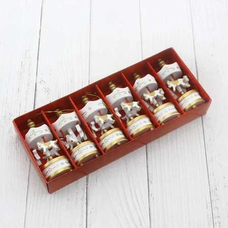 S'82 Beyaz Ahşap Atlı Karınca Dekoratif Obje 6 Adet 8x3 cm
