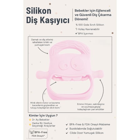 Pembe Bebek Silikon Diş Kaşıyıcı