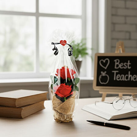 Kraponlu Çiçek Aranjmanı - Öğretmenler Günü Hediyesi