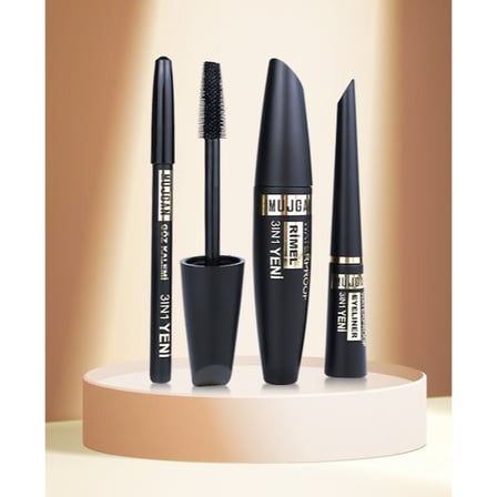 3'ü 1 Arada Göz Makyajı Seti - Eyeliner, Maskara, Kalem