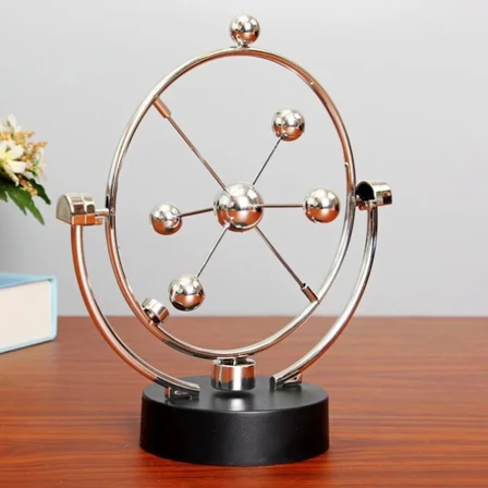 S'82 Newton Kinetik Orbital Denge Topları Krom Metal Siyah Taban Hediyelik Ürün