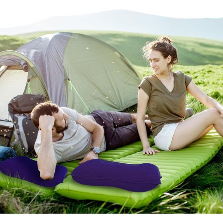 Şişme Kamp ve Yolculuk Yastığı - Ergonomik - Kadife Yüzey