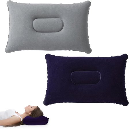 Şişme Kamp ve Yolculuk Yastığı - Ergonomik - Kadife Yüzey