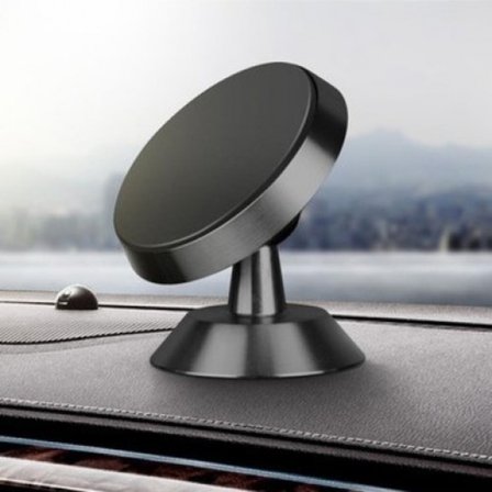 Araç Torpidosuna Yapışan Mıknatıslı Telefon Tutucu - Siyah - 360 Derece Dönebilen