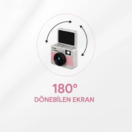 TTT Mini Dijital Retro Kamera 180 Derece Dönebilen Ekran 68 MP 4K Video