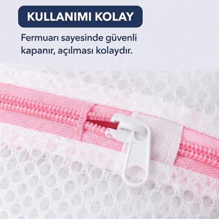 Çamaşır Yıkama Filesi - 40x50 cm - Fermuarlı - Tekrar Kullanılabilir