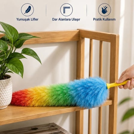 TTT Toz Alma Fırçası Peluş Püsküllü Renkli