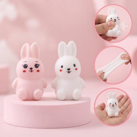 Tavşan Tasarımlı Squishy - 12'li Paket - Karışık Renk - Yumuşak Oyuncak
