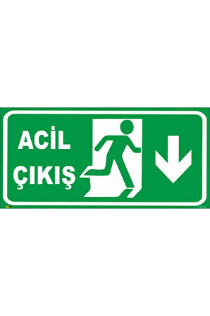 Acil Çıkış (AŞAĞI YÖN) Levhası Levha (FOTOLÜMENLİ)