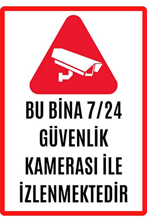 Bu Alan 7/24 Saat Kamerayla Izlenmektedir Uyarı Ikaz Levhası Pvc Kaplama A4