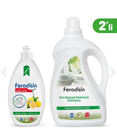 Feradisin Bulaşık Makinesi Jel Deterjanı 2000 ml+ Parlatıcı 500 ml Gimdes Helal Sertifikalı