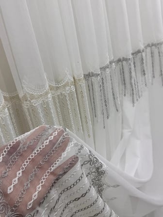 NİVEMESHOME 2571 V -105 REİNA GÜMÜŞ 1/3 PİLELİ BAMBU TÜL PERDE