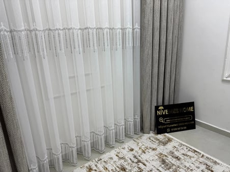 NİVEMESHOME 2571 V -105 REİNA GÜMÜŞ 1/3 PİLELİ BAMBU TÜL PERDE
