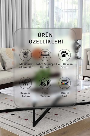 Yıkanabilir Kaymaz Taban Dijital Baskılı Halı ve Yolluk – Leke Tutmaz Salon & Mutfak Halısı