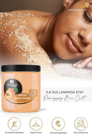 Kayısı Aromalı 800 G. Epilasyon Sonrası Vücut Peelingi Batık &amp; Çilek Bacak Onarıcı